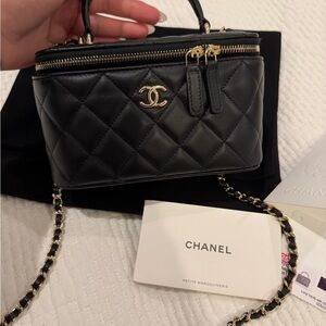 Chanel Black Quilted Mini Bag with Gold Accents